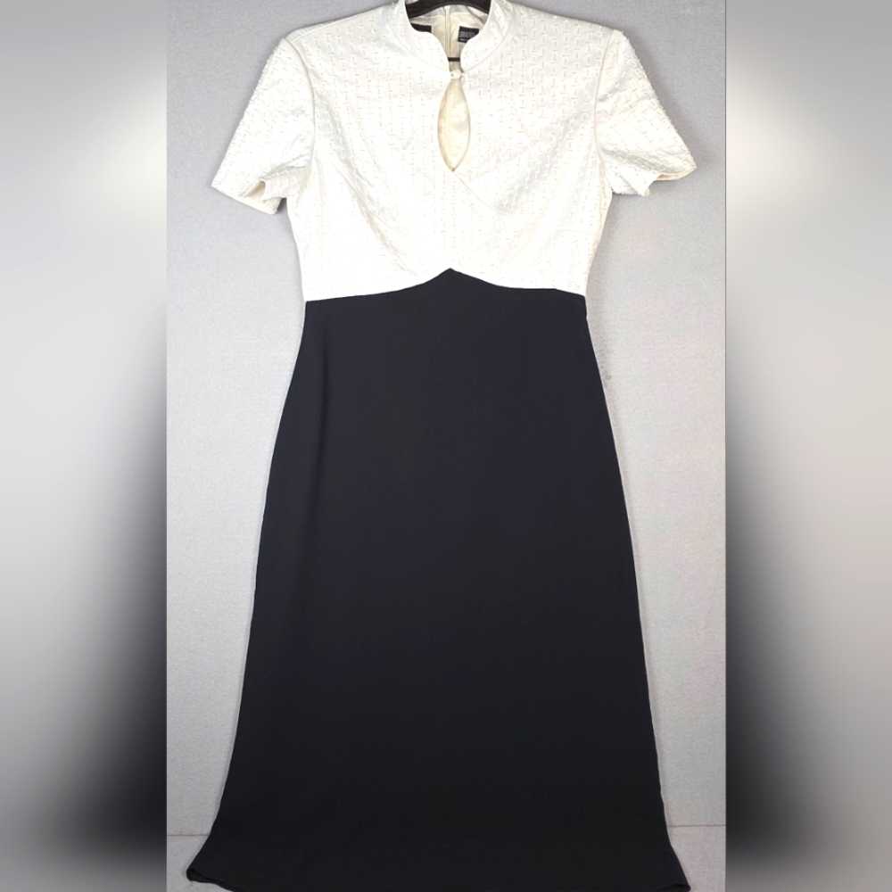 Liz Claiborne Evenings Maxi Dress VTG‎ 4 Beaded Key Hole Elaine Bennis Retro Y2K